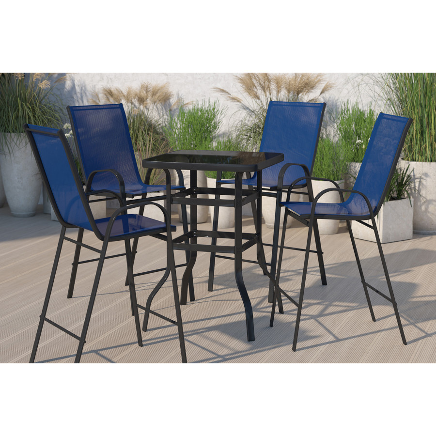 BLNK Brazos Outdoor 4-Person Bistro Dining Set - Navy