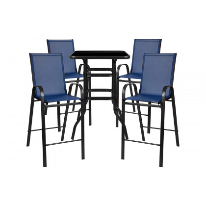 BLNK Brazos Outdoor 4-Person Bistro Dining Set - Navy