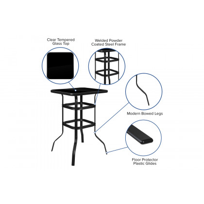 BLNK Brazos Outdoor 4-Person Bistro Dining Set - Navy