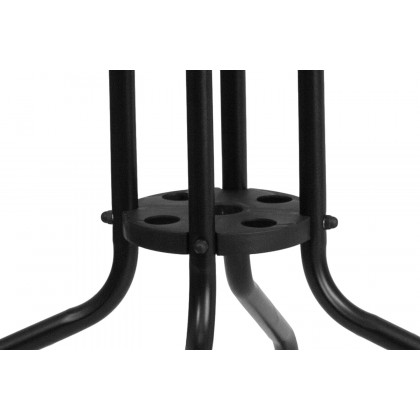 BLNK Square Metal Tempered Glass Table with Rattan Edging - Black