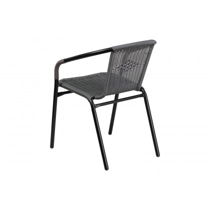 BLNK Lila Square Table with Rattan Edging and 4 Rattan Stack Chairs - Gray