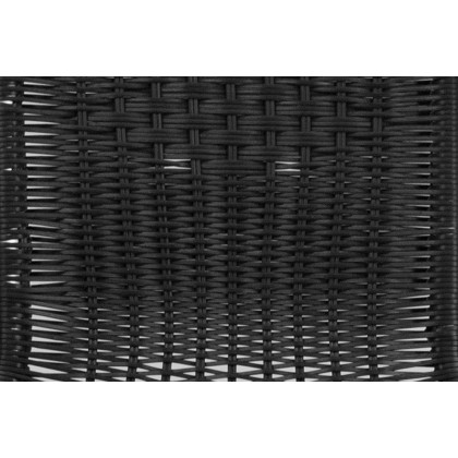 BLNK Lila Round Table with Rattan Edging and 2 Rattan Stack Chairs - Black