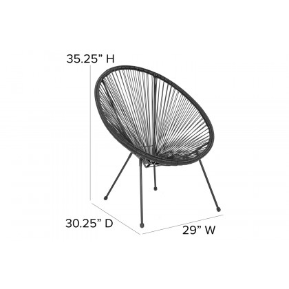 BLNK Valencia Oval Comfort Series Take Ten Papasan Lounge Chair - Black