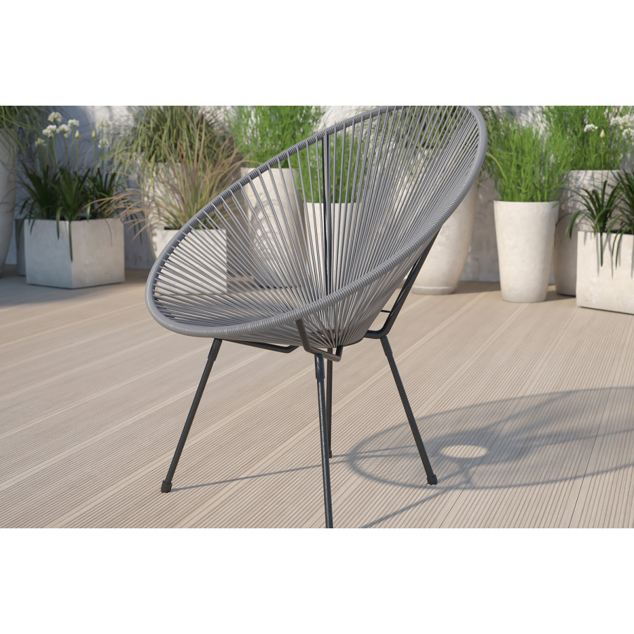 BLNK Valencia Oval Comfort Series Take Ten Papasan Lounge Chair - Gray