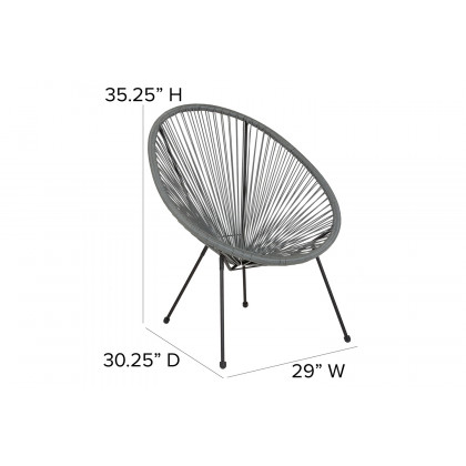 BLNK Valencia Oval Comfort Series Take Ten Papasan Lounge Chair - Gray