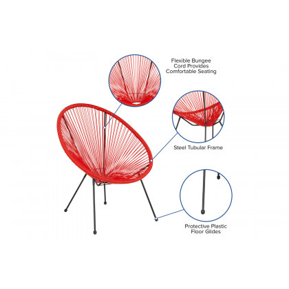 BLNK Valencia Oval Comfort Series Take Ten Papasan Lounge Chair - Red