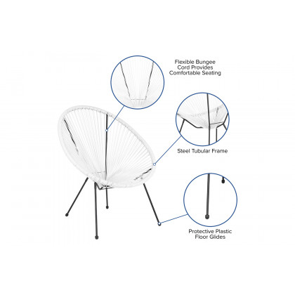 BLNK Valencia Oval Comfort Series Take Ten Papasan Lounge Chair - White