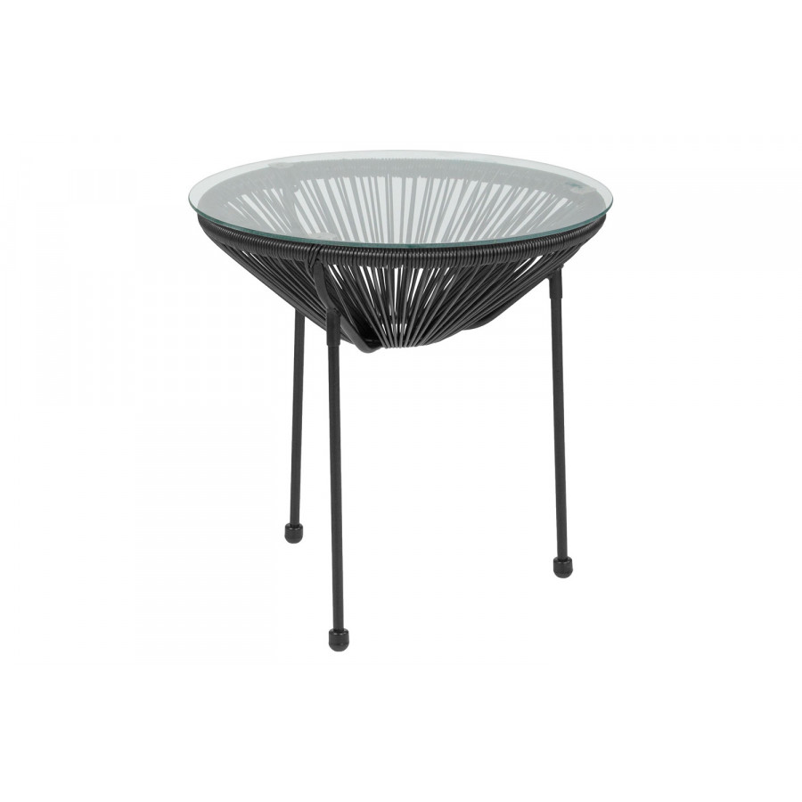 BLNK Valencia Oval Comfort Series Take Ten Rattan Table with Glass Top - Black