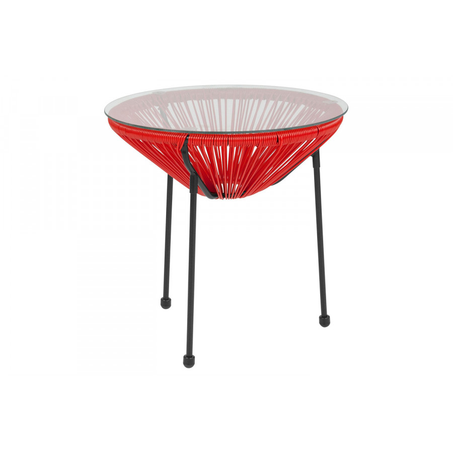 BLNK Valencia Oval Comfort Series Take Ten Rattan Table with Glass Top - Red
