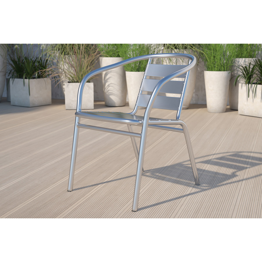 BLNK - Lila Heavy Duty Commercial Aluminum Indoor-Outdoor Restaurant Stack Chair with Triple Slat Back