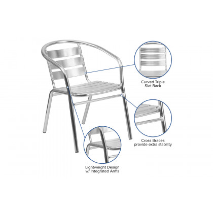BLNK - Lila Heavy Duty Commercial Aluminum Indoor-Outdoor Restaurant Stack Chair with Triple Slat Back