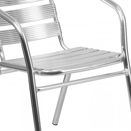 BLNK - Lila Heavy Duty Commercial Aluminum Indoor-Outdoor Restaurant Stack Chair with Triple Slat Back