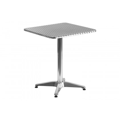 BLNK Lila Square Aluminum Indoor-Outdoor Table Set with 2 Rattan Chairs - Dark Brown, 23.5"W