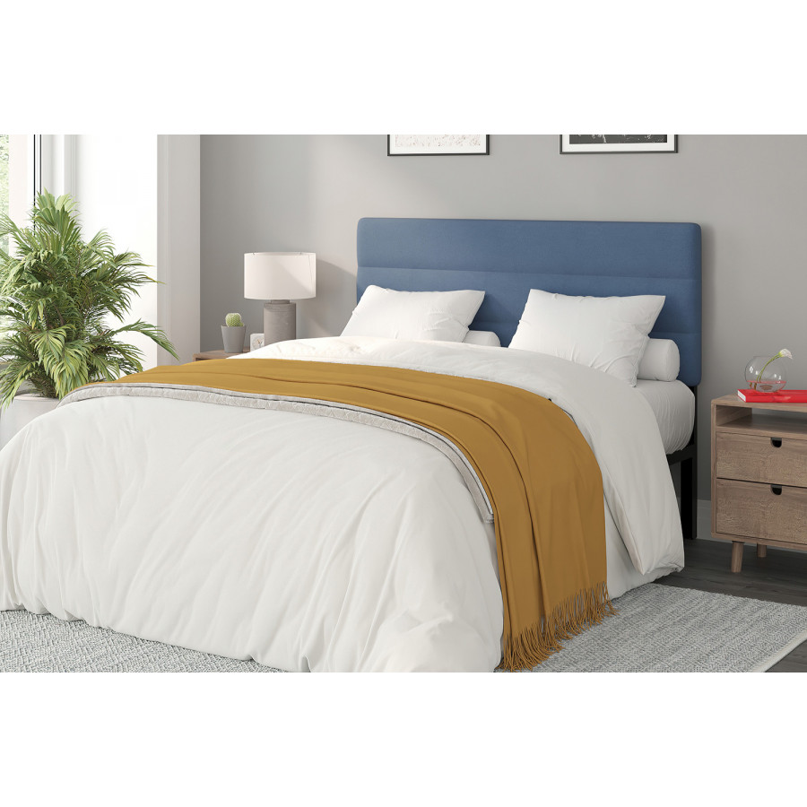 BLNK Paxton Fabric Channel Stitched Upholstered Adjustable Height Headboard - Blue, Queen Size