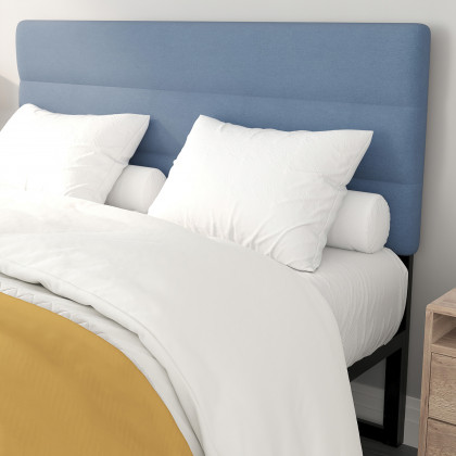 BLNK Paxton Fabric Channel Stitched Upholstered Adjustable Height Headboard - Blue, Queen Size