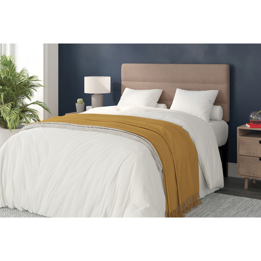 BLNK Paxton Fabric Channel Stitched Upholstered Adjustable Height Headboard - Taupe, Full Size