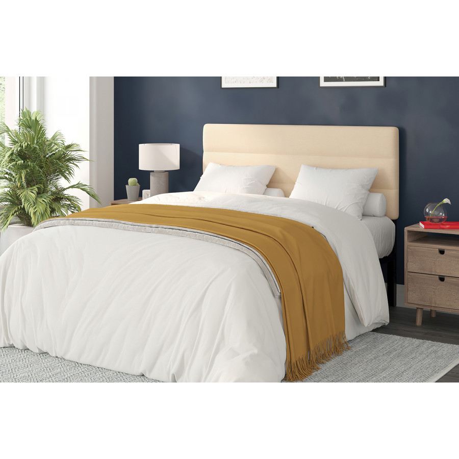 BLNK Paxton Fabric Channel Stitched Upholstered Adjustable Height Headboard - Cream, Queen Size