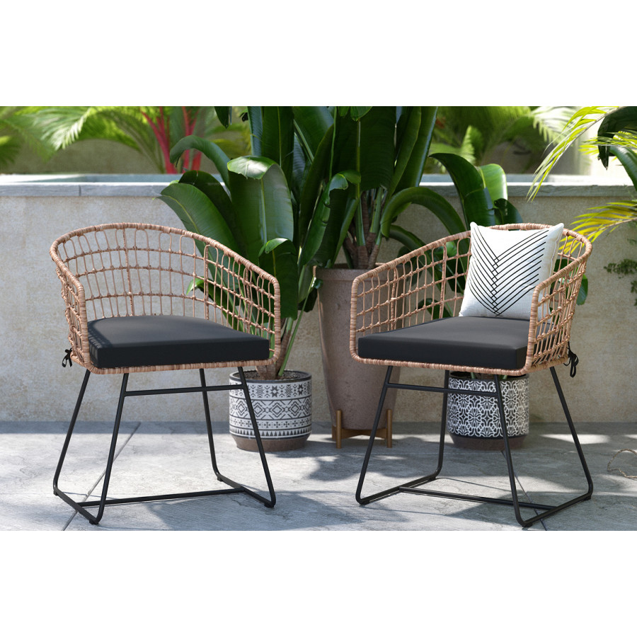 BLNK - Devon Indoor-Outdoor Patio Boho Club Chairs Set of 2