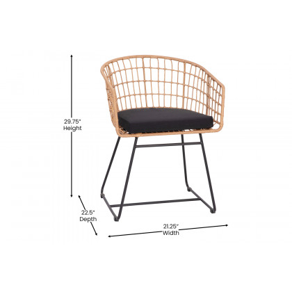BLNK Devon Indoor-Outdoor Patio Boho Club Chairs Set of 2 - Black