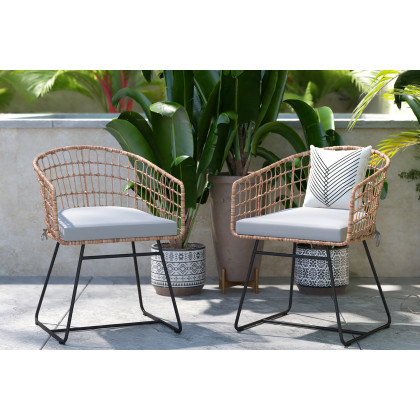 BLNK - Devon Indoor-Outdoor Patio Boho Club Chairs Set of 2