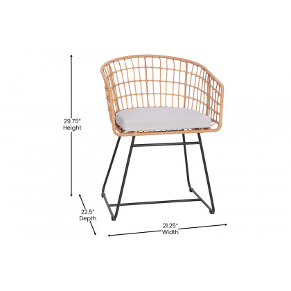 BLNK Devon Indoor-Outdoor Patio Boho Club Chairs Set of 2 - Light Gray