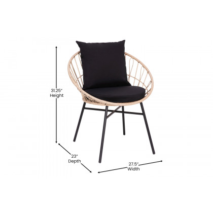 BLNK Devon Indoor-Outdoor Tan Bistro Set 3-Piece - Black