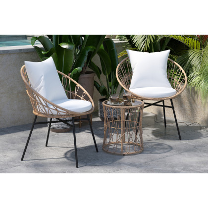 BLNK - Devon Indoor-Outdoor Tan Bistro Set 3-Piece