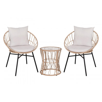 BLNK Devon Indoor-Outdoor Tan Bistro Set 3-Piece - Light Gray