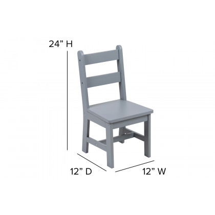 BLNK Kyndl Kids Solid Hardwood Table and Chair Set 3 Piece - Gray