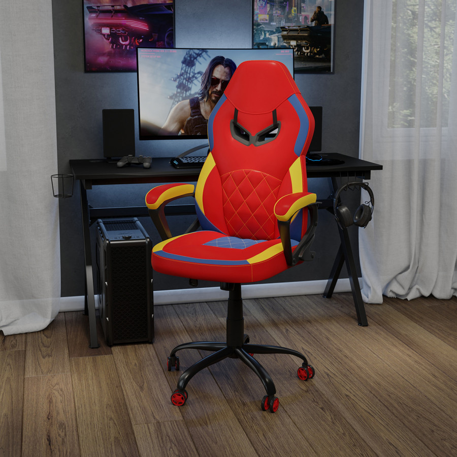 BLNK - Stone Ergonomic Designer Adjustable Office Computer Chair with Red Dual Wheel Casters
