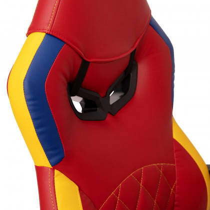 BLNK Stone Ergonomic Designer Adjustable Office Computer Chair with Red Dual Wheel Casters - Red & Yellow