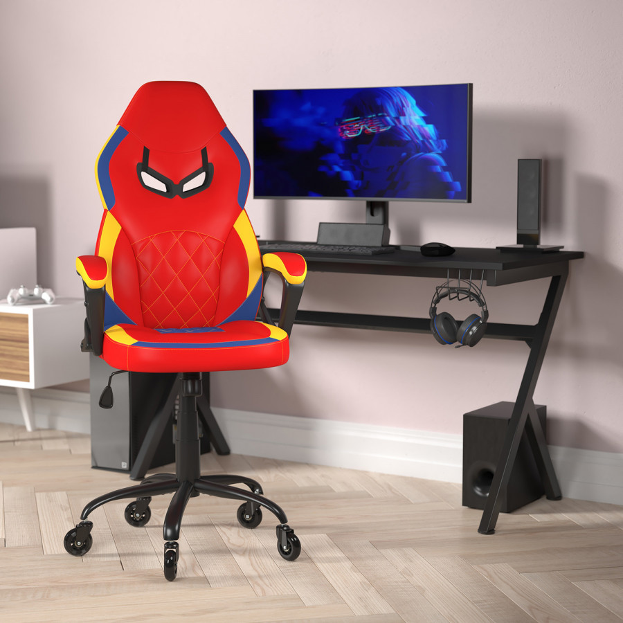 BLNK Stone Ergonomic Designer Adjustable Office Computer Chair with Transparent Roller Wheels - Red/Yellow