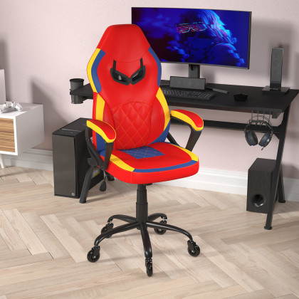 BLNK Stone Ergonomic Designer Adjustable Office Computer Chair with Transparent Roller Wheels - Red/Yellow