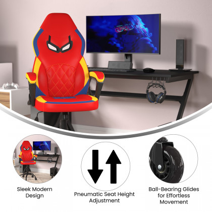 BLNK Stone Ergonomic Designer Adjustable Office Computer Chair with Transparent Roller Wheels - Red/Yellow