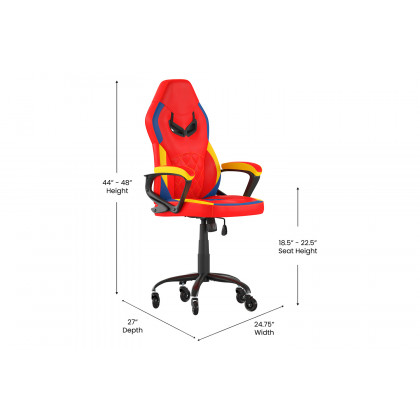 BLNK Stone Ergonomic Designer Adjustable Office Computer Chair with Transparent Roller Wheels - Red/Yellow