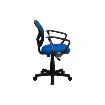 BLNK Neri Low-Back Mesh Swivel Task Office Chair with Curved Square Back - Blue, with Arms