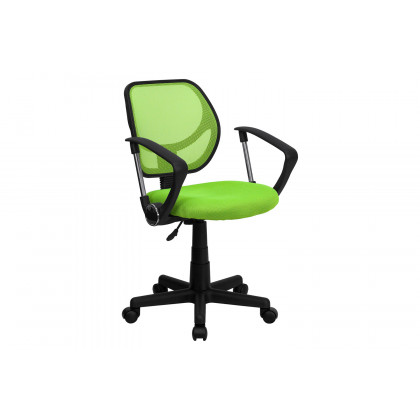 BLNK Neri Low-Back Mesh Swivel Task Office Chair with Curved Square Back - Green, with Arms