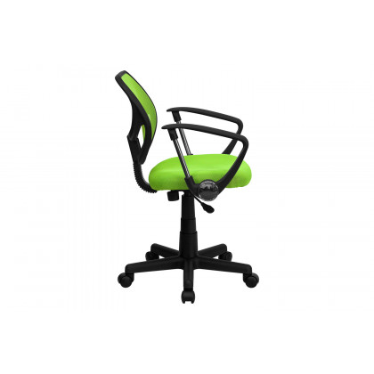 BLNK Neri Low-Back Mesh Swivel Task Office Chair with Curved Square Back - Green, with Arms
