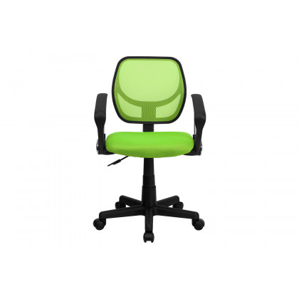 BLNK Neri Low-Back Mesh Swivel Task Office Chair with Curved Square Back - Green, with Arms