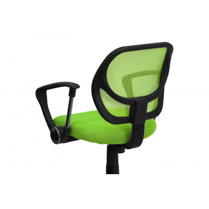BLNK Neri Low-Back Mesh Swivel Task Office Chair with Curved Square Back - Green, with Arms