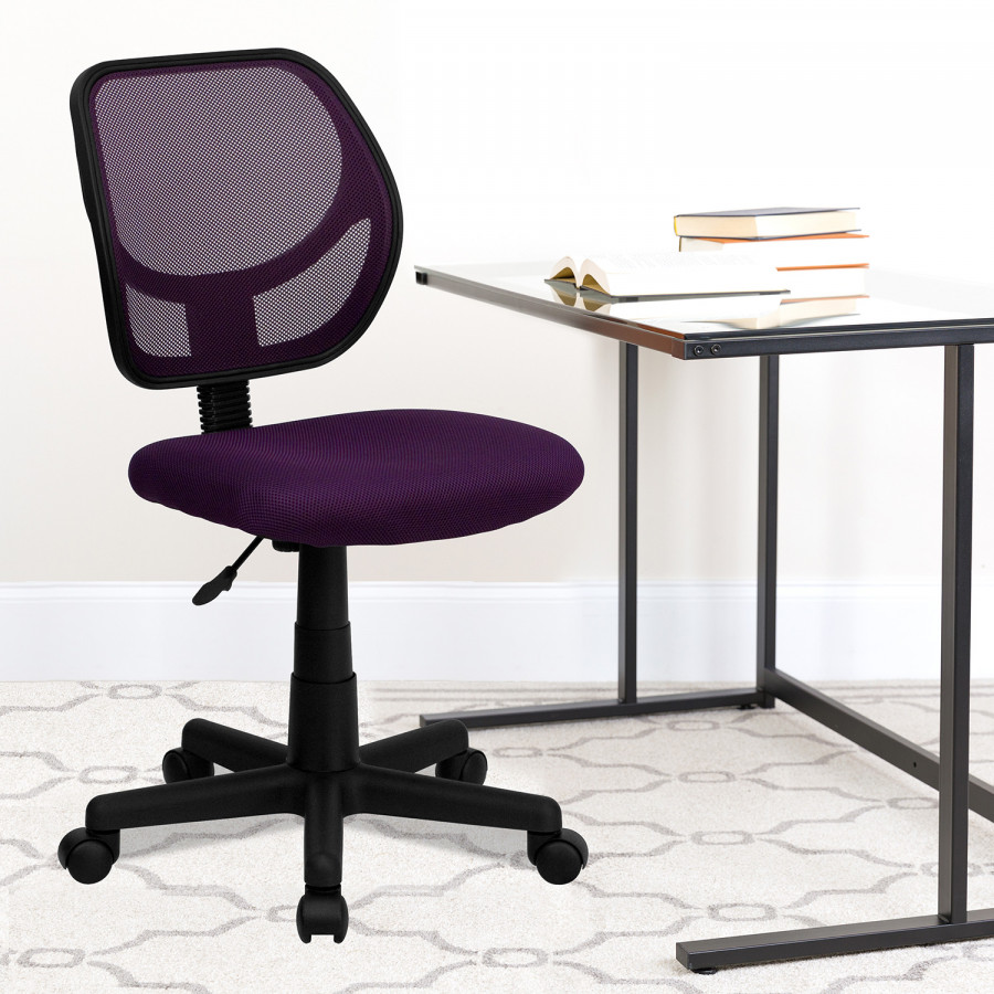 BLNK Neri Low-Back Mesh Swivel Task Office Chair with Curved Square Back - Purple