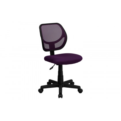 BLNK Neri Low-Back Mesh Swivel Task Office Chair with Curved Square Back - Purple