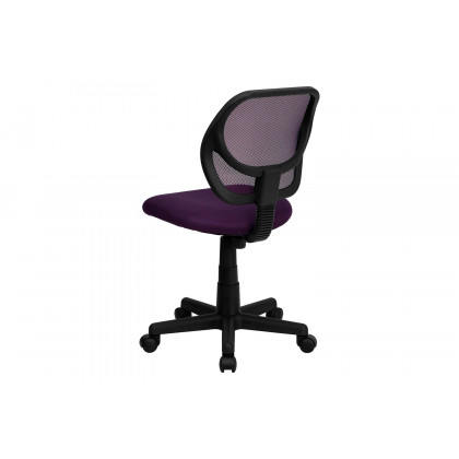 BLNK Neri Low-Back Mesh Swivel Task Office Chair with Curved Square Back - Purple