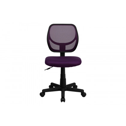BLNK Neri Low-Back Mesh Swivel Task Office Chair with Curved Square Back - Purple