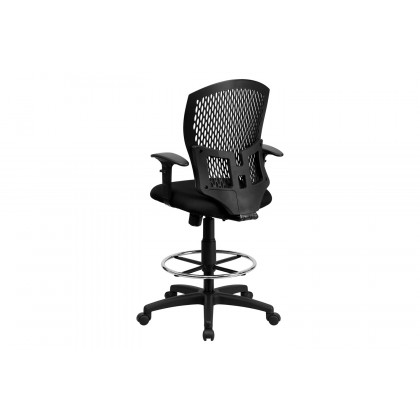 BLNK Moss Fabric Mid-Back Designer Drafting Chair - with Adjustable Arms