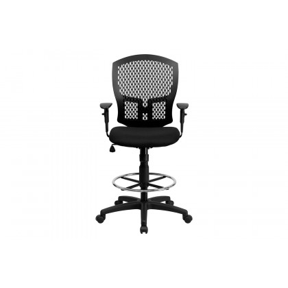 BLNK Moss Fabric Mid-Back Designer Drafting Chair - with Adjustable Arms