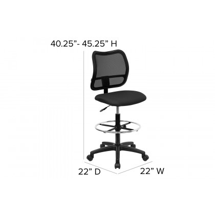 BLNK Elaine Mid-Back Mesh Drafting Chair - Black