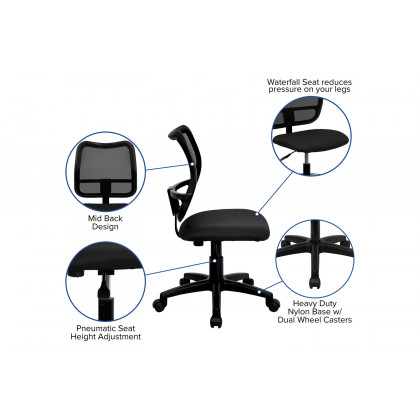 BLNK Alber Mid-Back Mesh Swivel Task Office Chair - Black