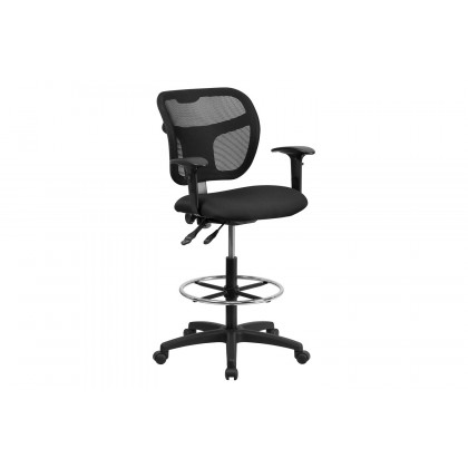 BLNK - Regina Mid-Back Mesh Drafting Chair with Back Height Adjustment