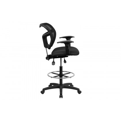 BLNK Regina Mid-Back Mesh Drafting Chair with Back Height Adjustment - with Adjustable Arms